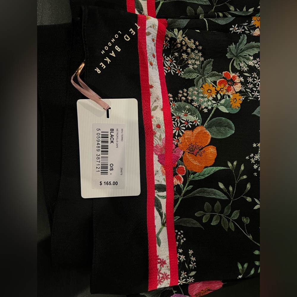 Ted Baker Black Floral Silk Cape - Picture 5 of 5